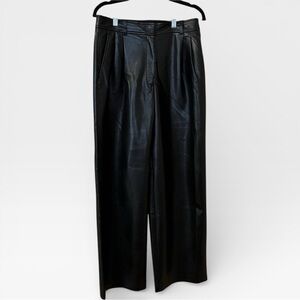 Aritzia Babaton Black Leather Straight Leg High Waisted pants size 10